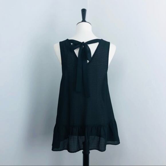 Entro Black Floral Embroidered Sleeveless Peplum Tunic Tank Top Medium - Picture 5 of 8